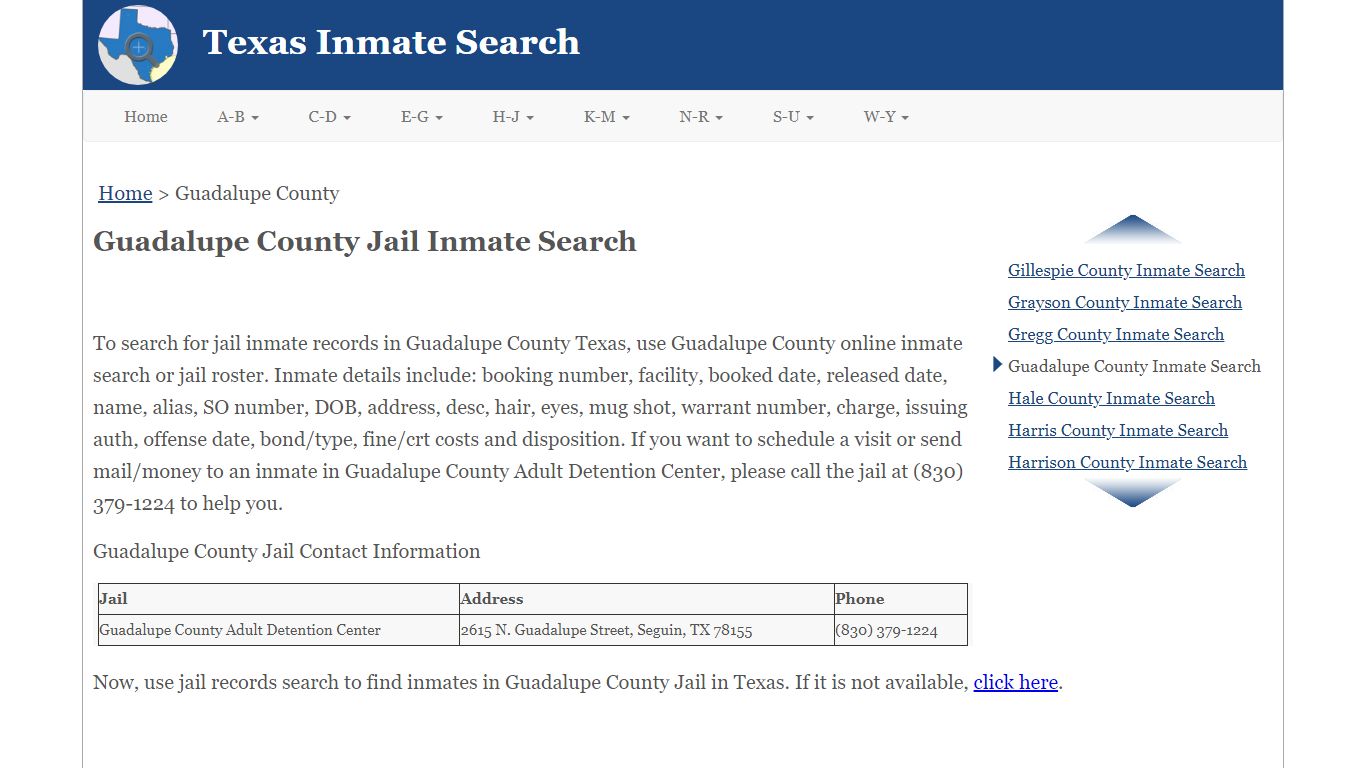 Guadalupe County Jail Inmate Search